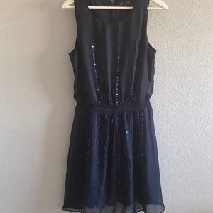 Gap Navy Chiffon Dress w/ Bead & Sequin Detail
